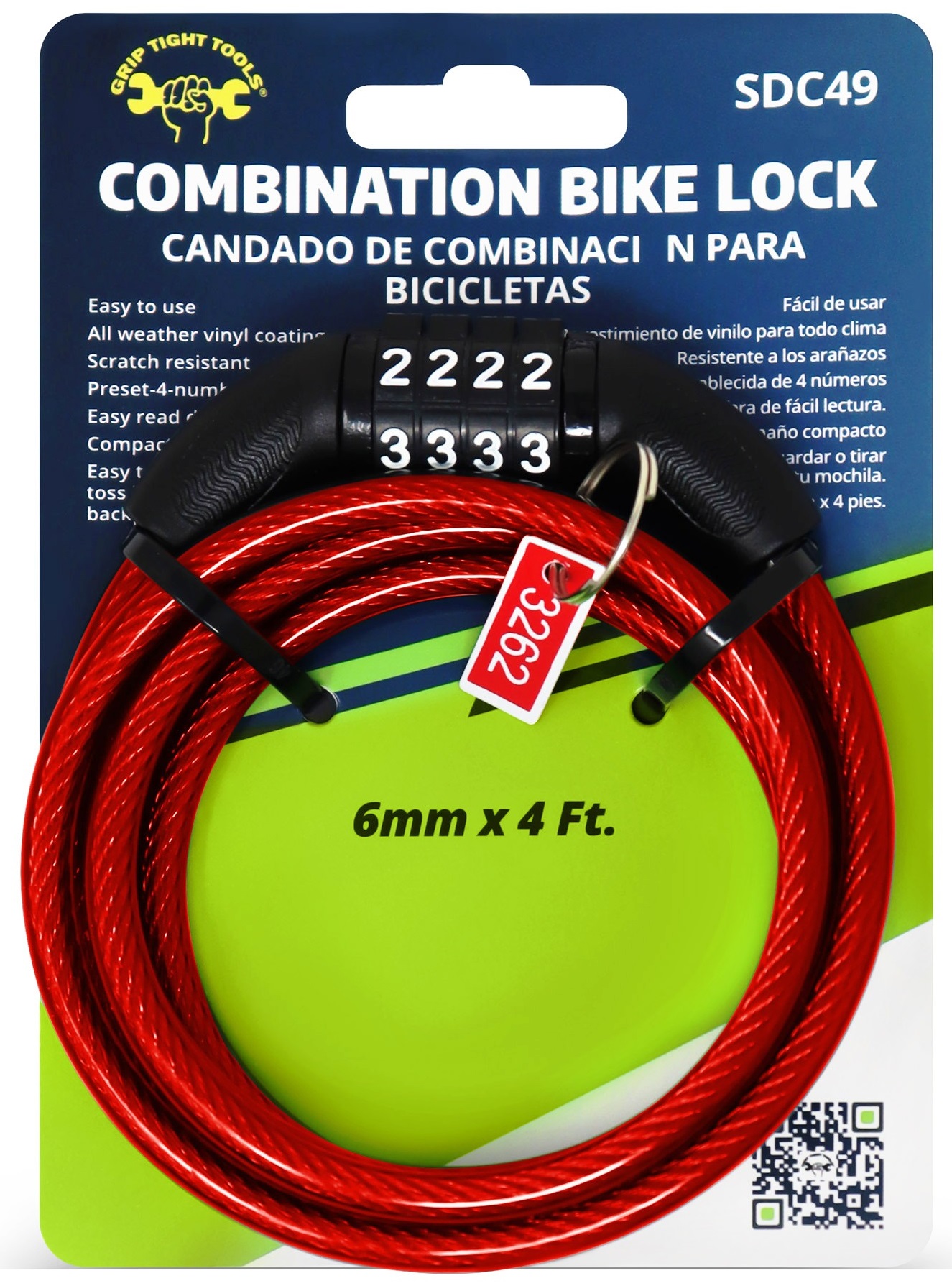 SDC49-Red-4-ft.-X-6mm-Self-Coiling-Cable-Combination-Bike-Lock