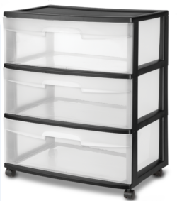 DRAWER/CART-3-22" WIDE-WHEEL- CLEAR/BLACK - Image 1