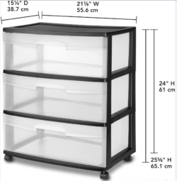 DRAWER/CART-3-22" WIDE-WHEEL- CLEAR/BLACK - Image 2