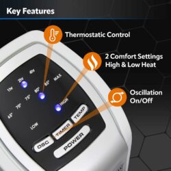 HEATER-CERAMIC 22" TOWER with- THERMOSTAT & TIMER - Image 4