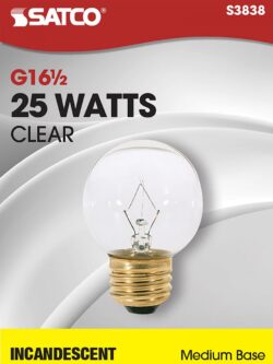 G16 1/2-GLOBE-MED.BASE-CLEAR 25 watt