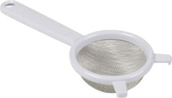 STRAINER-MESH-PLASTIC HANDLE- 2.5" - BLK & WT ASSTD