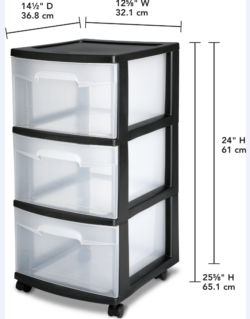 DRAWER/CART-3-12.5" WIDE-WHEEL CLEAR/BLACK - Image 2