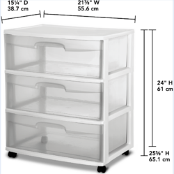 DRAWER/CART-3-22" WIDE-WHEEL- CLEAR/WHITE - Image 2