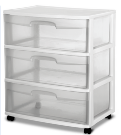 DRAWER/CART-3-22" WIDE-WHEEL- CLEAR/WHITE - Image 1
