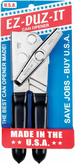 CAN OPENER-USA MADE with BLACK GRIP - Image 1