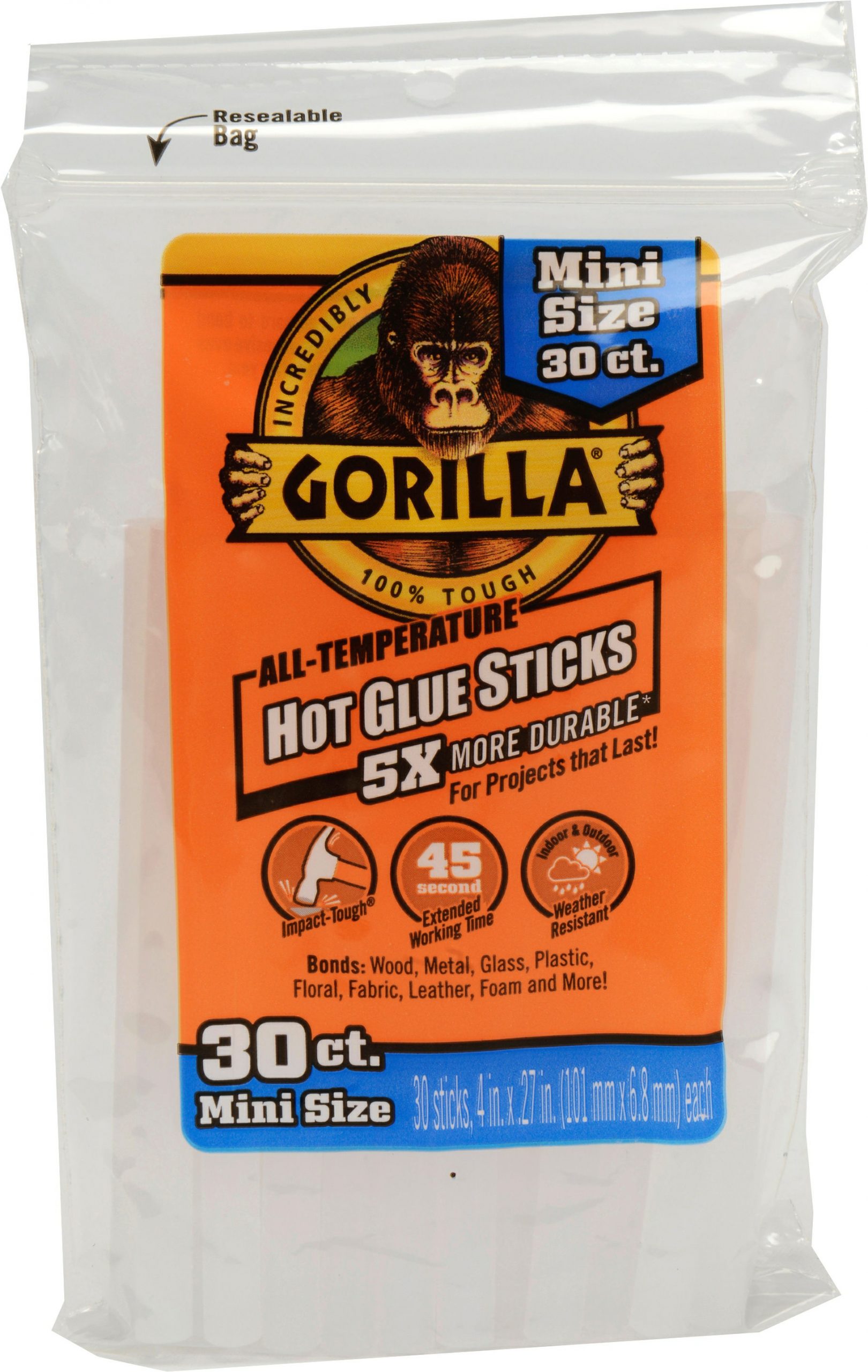 GORILLAHOT GLUE STICKS 4″ MINI30ct Lee Distributors