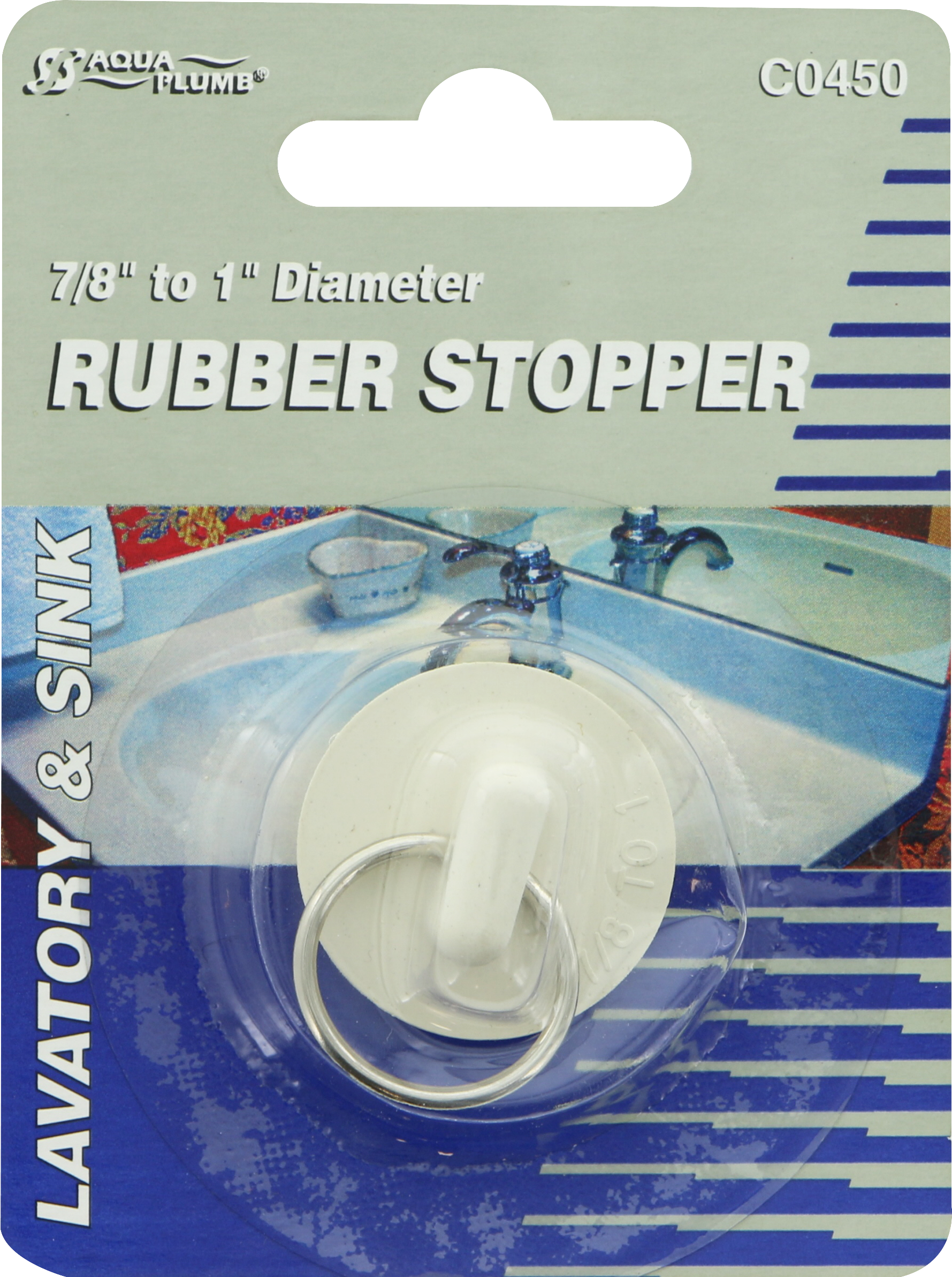 2-Pack Sink Tub Drain Stopper White Rubber 7/8" to 1" Diameter Aqua Plumb C0450 