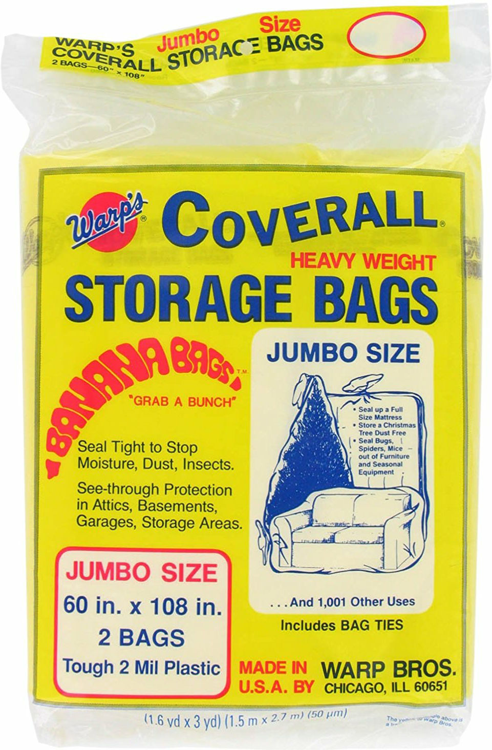 BANANA MATTRESS BAGS JUMBO 60X108 2 PACK Lee Distributors