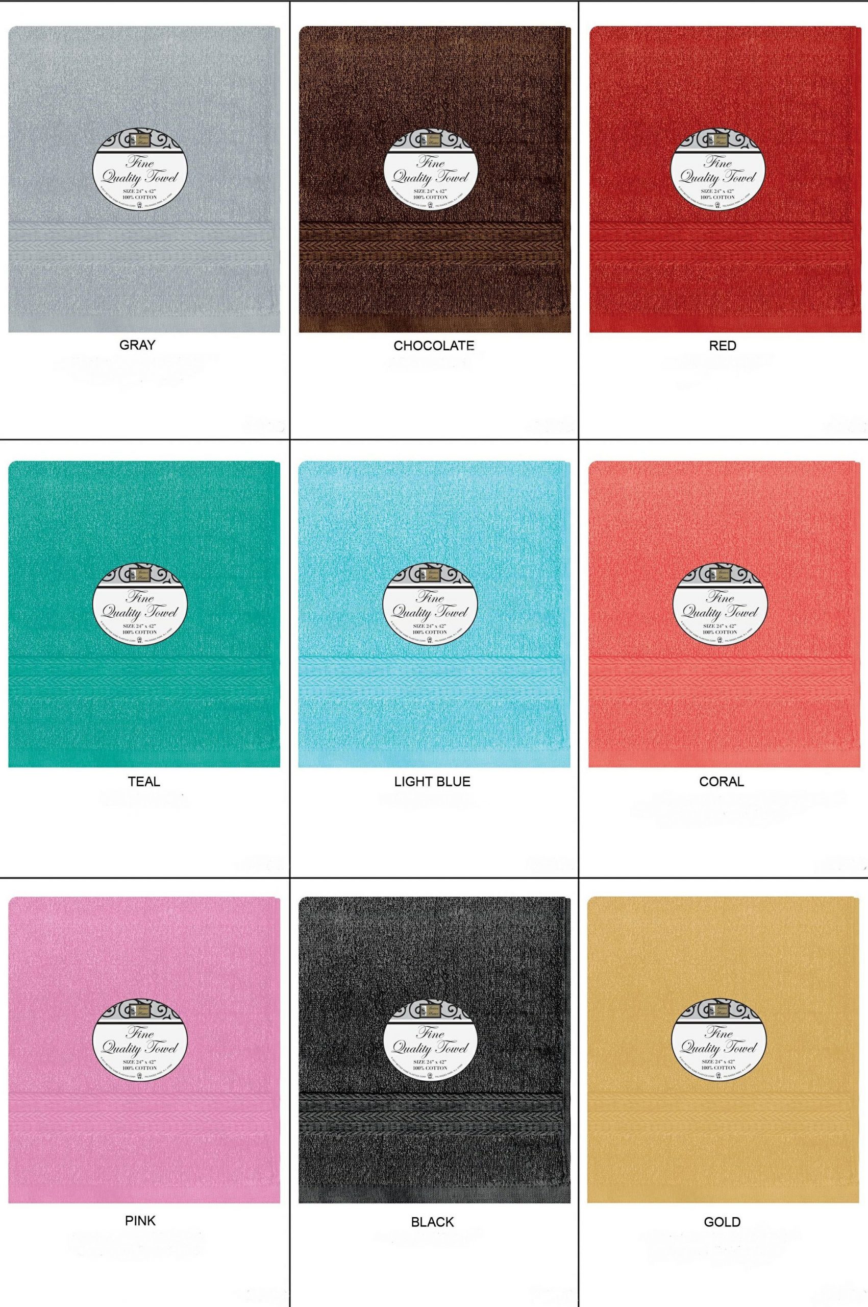 BATH TOWEL 24×42″ 100 COTTON SOLID ASSTD COLORS Lee Distributors