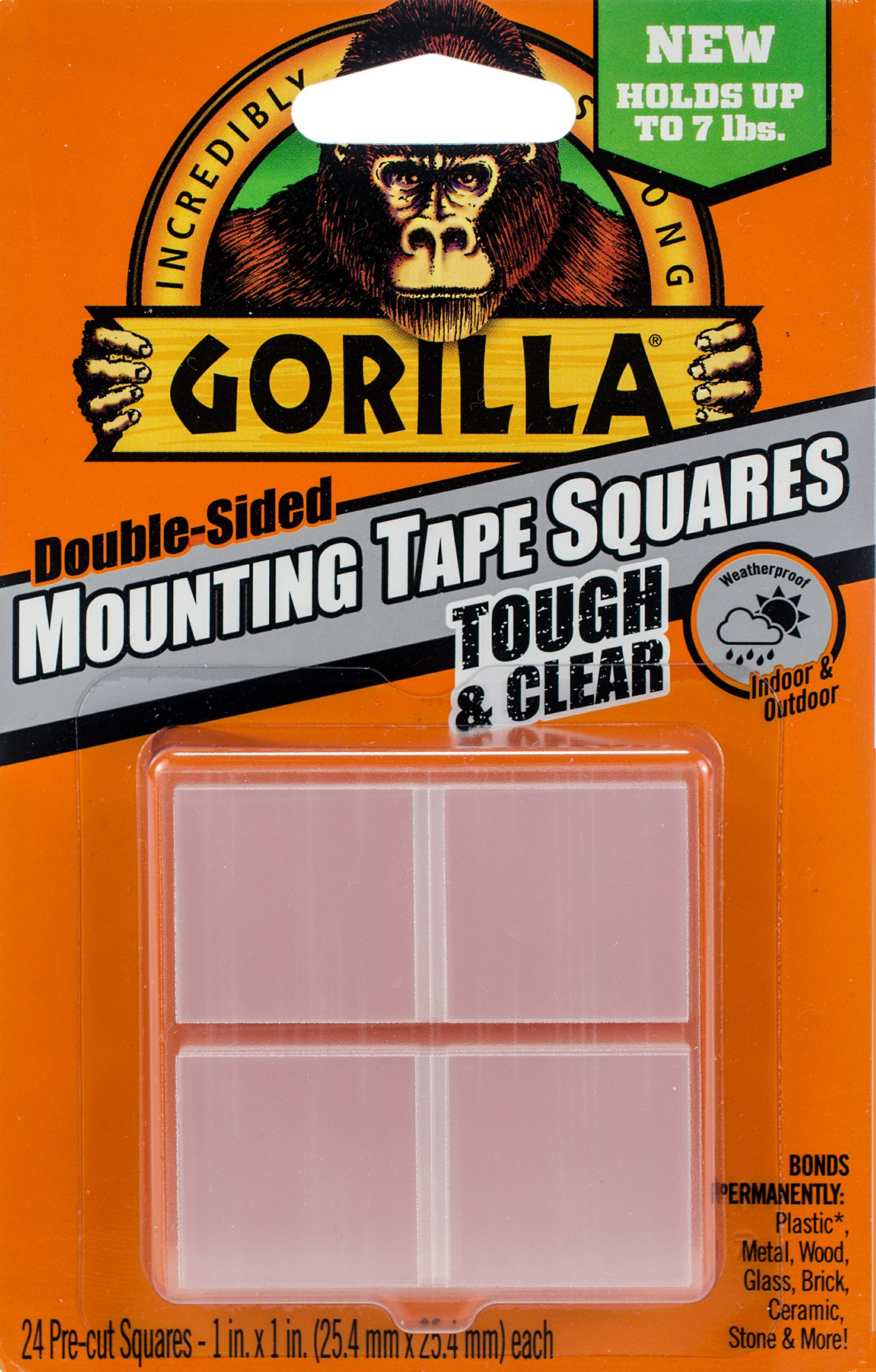 GORILLAMOUNTNG TAPE SQUARES CLEAR24pk Lee Distributors