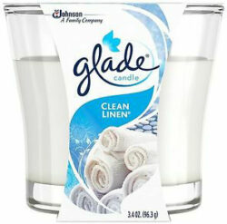 GLADE SCENTED CANDLE- 3.4 oz CLEAN LINEN - Image 1