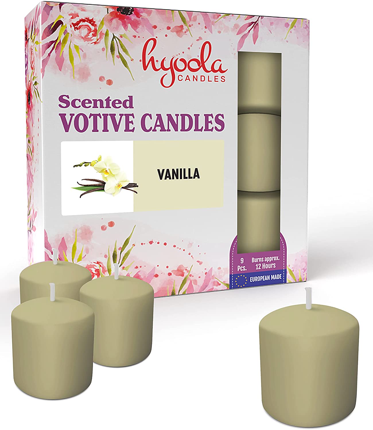 SCENTED VOTIVE CANDLES 9 PK VANILLA Lee Distributors