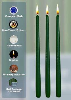 TAPERED CANDLES-10" - 12 PACK- DARK GREEN - Image 3