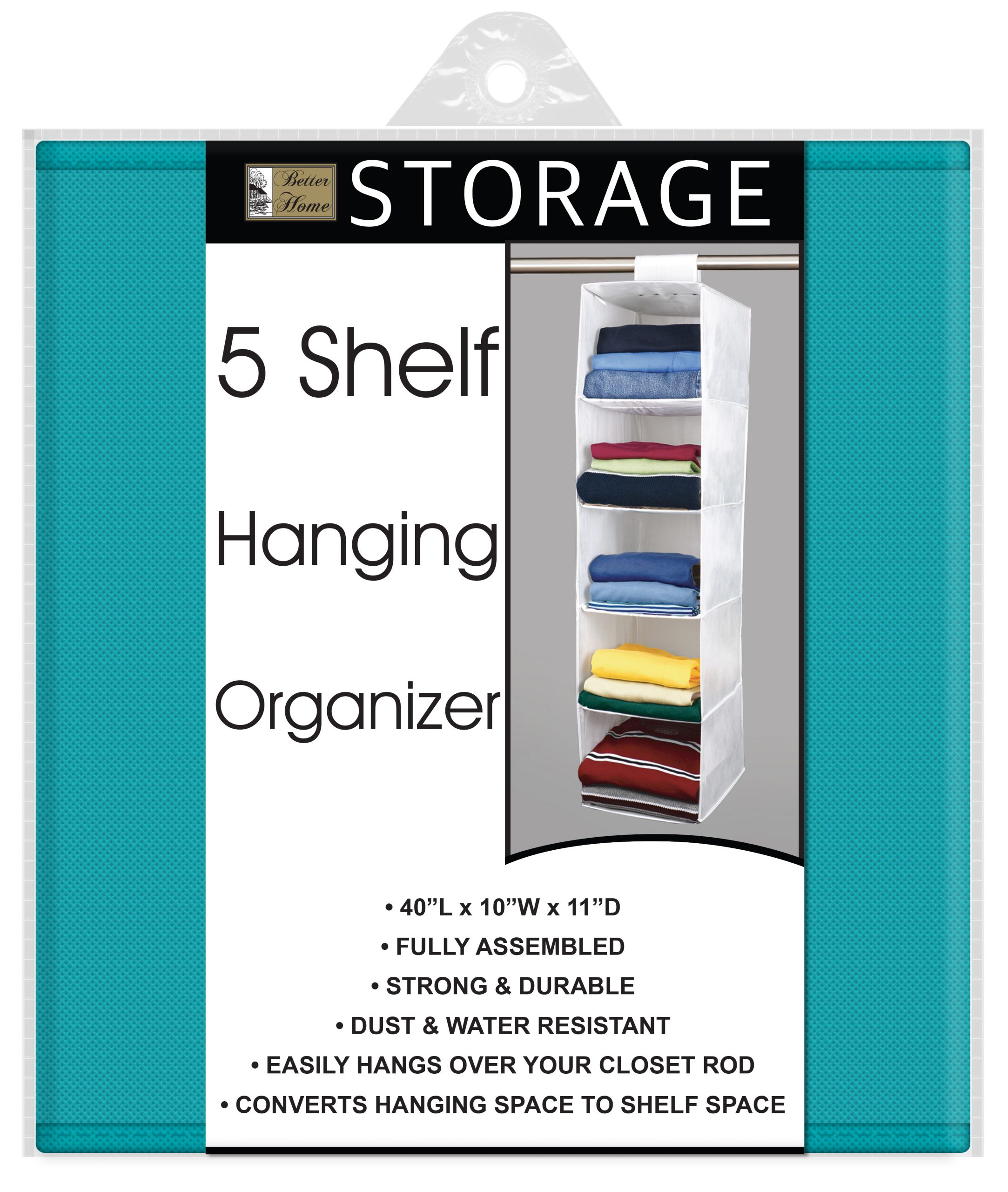 5 SHELF HANGING ORGANIZER 40L x 10W x 11D Lee Distributors