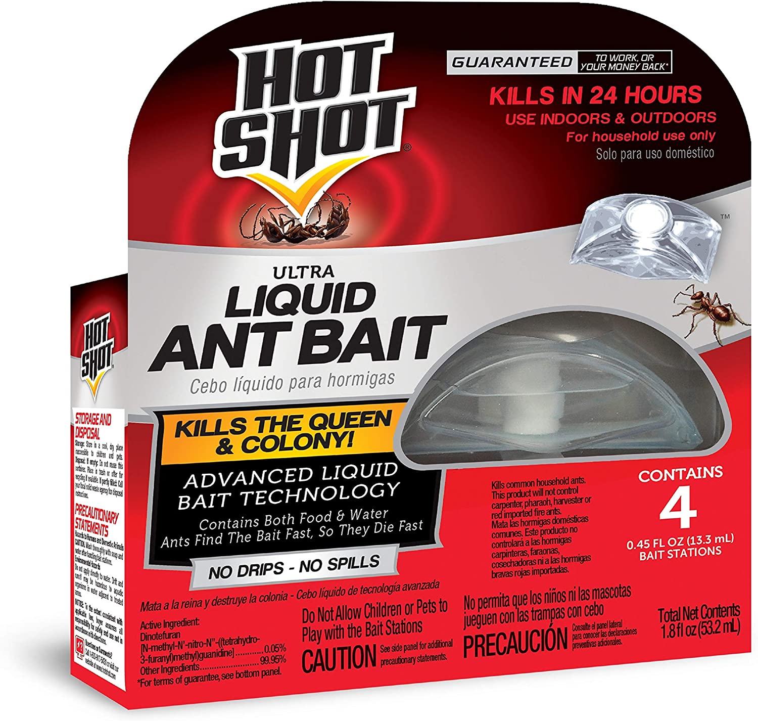 HOT SHOT LIQUID ANT BAIT TRAP 4ct INDOOR/OUTDOOR Lee Distributors