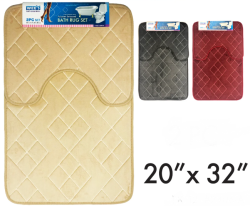 BATH RUG-POLY EMBOSSED 2 pc SET- ASSORTED COLORS