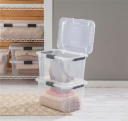 STORAGE BOX w- HINGED LIDS - 30 QT - w/GRAY LATCHES - Image 3