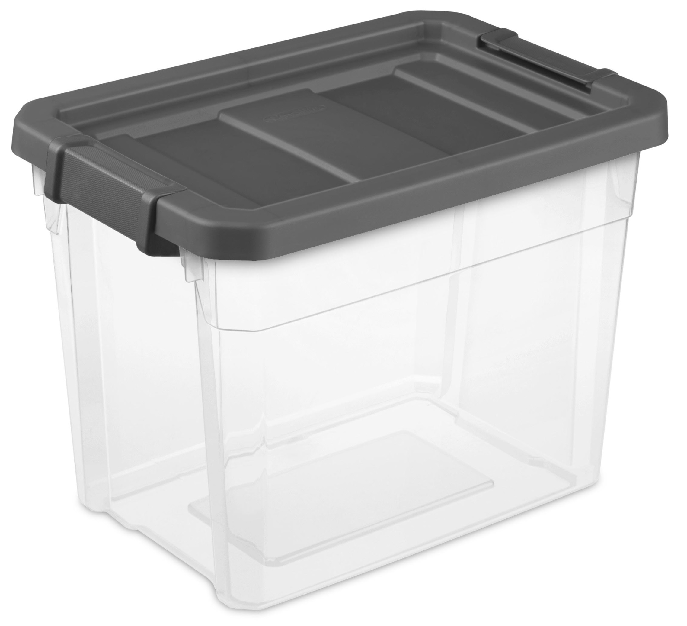 STORAGE STACKER LATCH BOX 30 QT. CLEAR w/GRAY LID Lee Distributors
