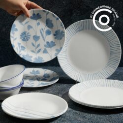 CORELLE MUGLESS RD. 12 pc SET BOTANICAL STRIPES - Image 3