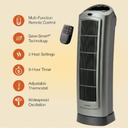 HEATER-CERAMIC TOWER 22" TALL 1500 watts w- 2 heat speeds - Image 4