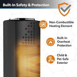 HEATER-CERAMIC TOWER 14" SLIM 1500 watts w- 2 heat speeds - Image 3