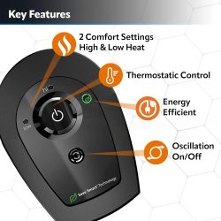 HEATER-CERAMIC TOWER 14" SLIM 1500 watts w- 2 heat speeds - Image 6
