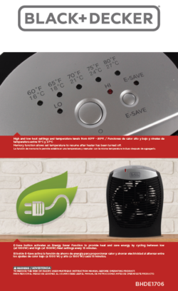 HEATER-B&D ELEC.HEATER & FAN w ENERGY SAVER (# BHDE1706) - Image 9