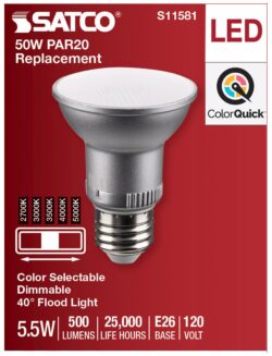 PAR20 -5 COLOR SELECT DIMMABLE 50 watt (5.5 watt) 40" WIDE - Image 5