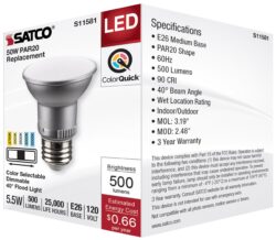 PAR20 -5 COLOR SELECT DIMMABLE 50 watt (5.5 watt) 40" WIDE - Image 4