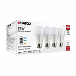 A19 COLOR SELECTABLE 4pk BULBS 75 watt EQUIV 12 watt NON DIM - Image 4