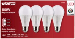 A19 COLOR SELECTABLE 4pk BULBS 100 watt EQUIV 14 wat NON DIM - Image 6