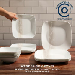 CORELLE MUGLESS SQ. 12pc SET WANDERING GROVE - Image 3