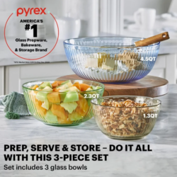 PYREX-3 PC. MIXING BOWL SET TINTED & SCULPTURED - Image 3