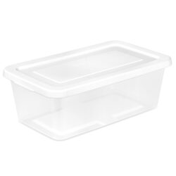 STORAGE BOX CLEAR w-WHITE LID- 6 qt 13.5 x 8 x 4.5"