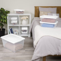 STORAGE BOX CLEAR w-WHITE LID- 6 qt 13.5 x 8 x 4.5" - Image 4