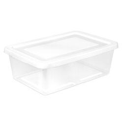 STORAGE BOX CLEAR w-WHITE LID- 12 qt 16.5 x 11.3 x 5.4" - Image 1