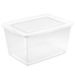 STORAGE BOX CLEAR w-WHITE LID- 58 qt 23.2 x 16.7 x 12"