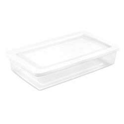 STORAGE BOX CLEAR w-WHITE LID- 41 qt UNDERBED 29.5 x 18 x 6" - Image 1