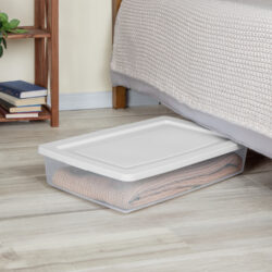 STORAGE BOX CLEAR w-WHITE LID- 41 qt UNDERBED 29.5 x 18 x 6" - Image 2