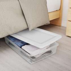 STORAGE BOX CLEAR w-WHITE LID- 41 qt UNDERBED 29.5 x 18 x 6" - Image 3