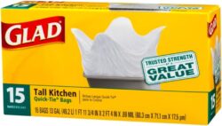 GLAD TRASH BAG QUICK TIE 13gal - WHITE  15ct