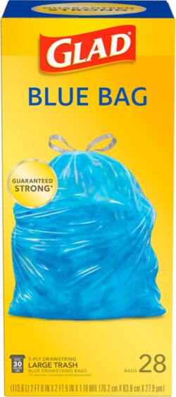 GLAD TRASH BAG RECYCLING 30gal - BLUE D/S 28ct - Image 3