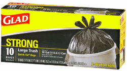 GLAD TRASH BAG QUICK TIE 30gal - BLACK  10ct