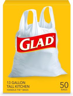 GLAD TRASH BAG - TALL KITCHEN 13gal - HANDLE TIE 50ct