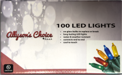 100 LED LIGHT  SET- MULTI  - GREEN WIRE 18'