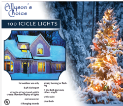 100  ICICLE LIGHTS  - CLEAR WHITE WIRE-UL