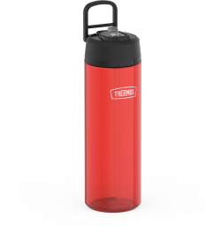 THERMOS PLASTIC WATER BOTTLE W/ STRAW  LID 26oz - RED
