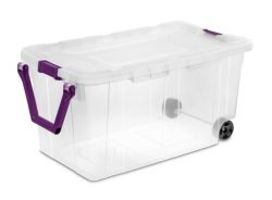 STORAGE PURPLE LATCH TOP 160qt w/WHEELS & HANDLE